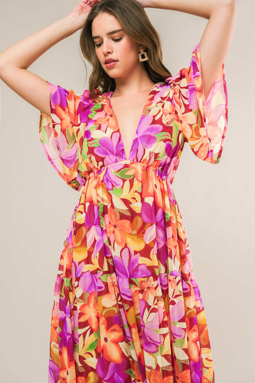 START LOOKING WOVEN MIDI DRESS Flying Tomato